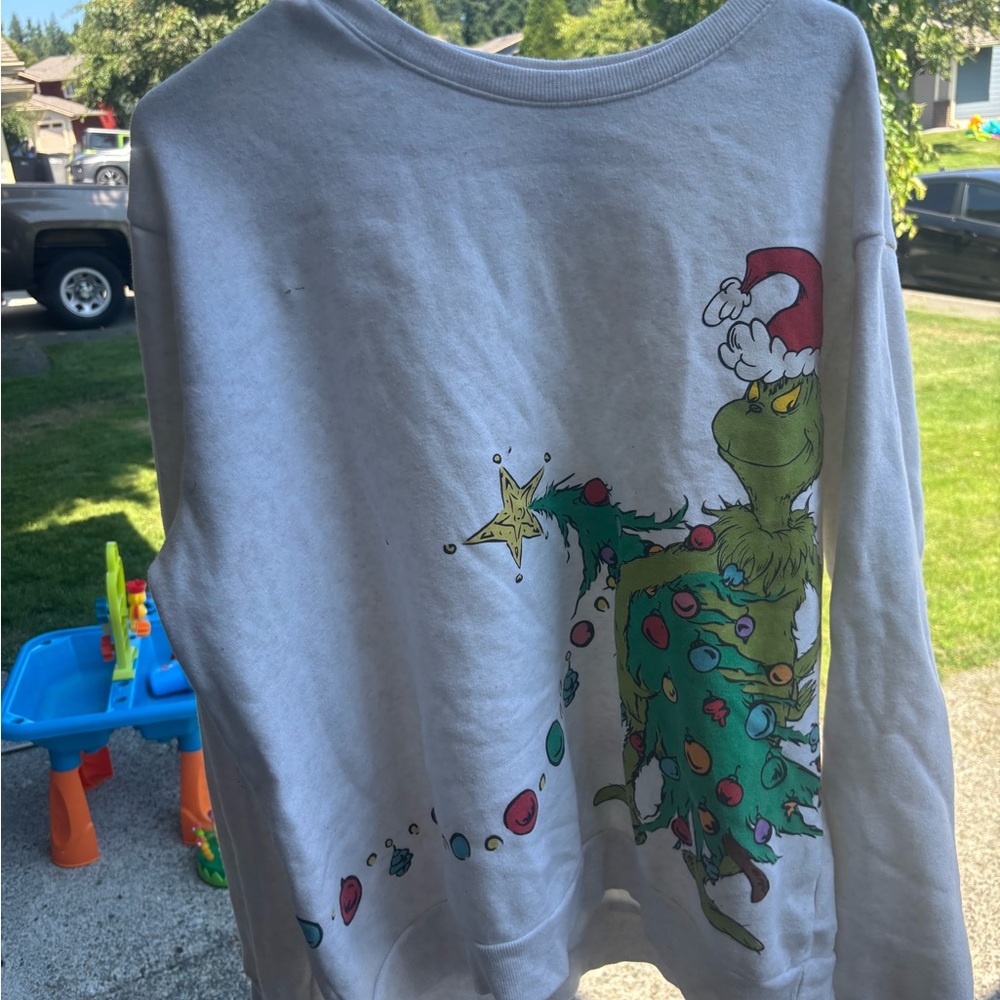 Womens Grinch Christmas Sweatshirt - White